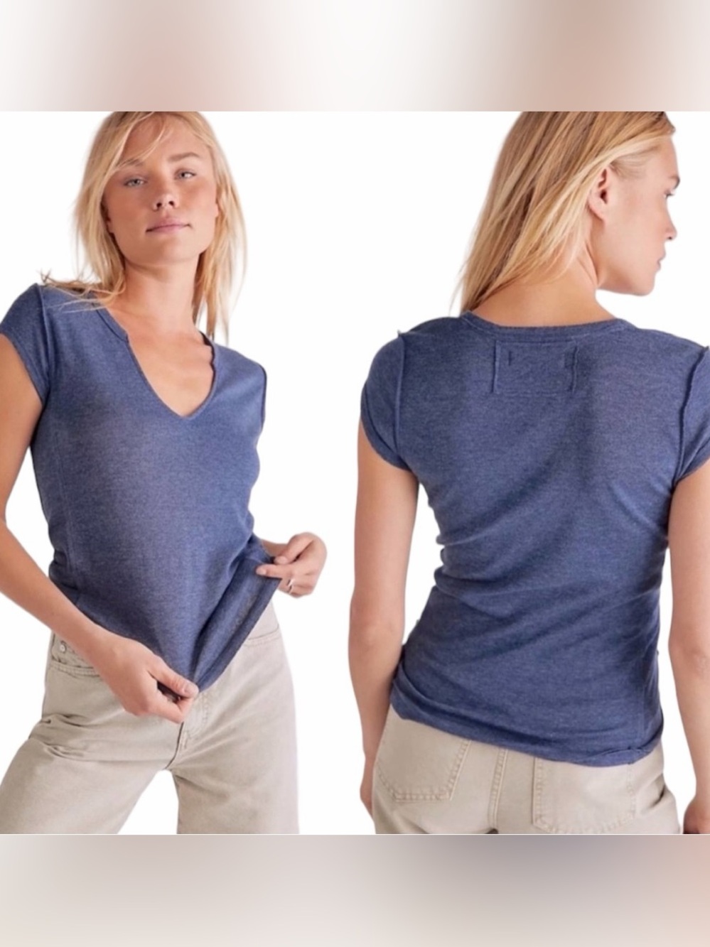 NWT WE THE FREE Always Yours Tee in Shaded Lake V Neck Loose Fit Size Small